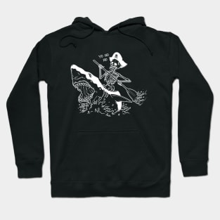 Skeleton Pirate Riding Shark Hoodie